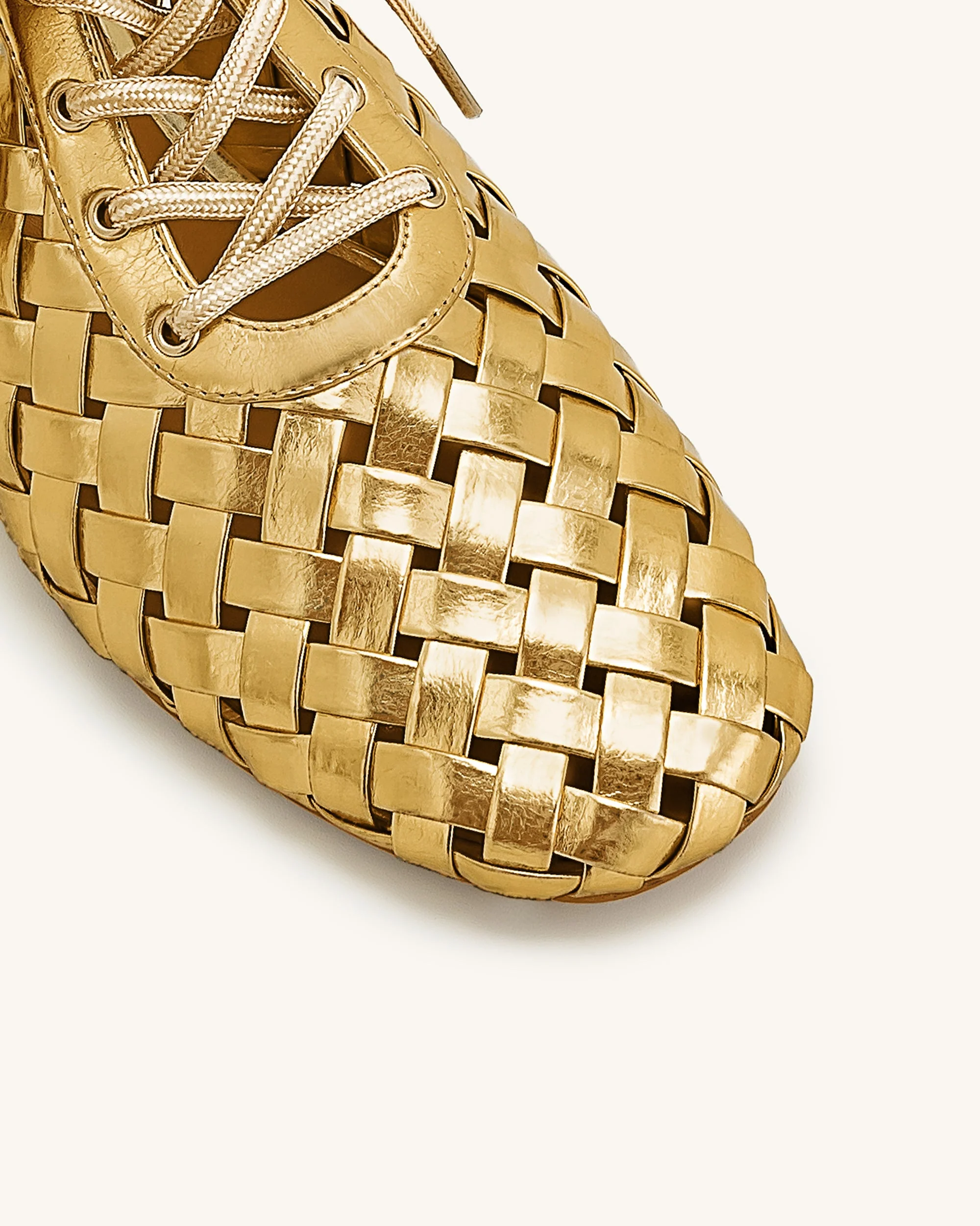 Kayla Geflochtene Riemen Ballerinas - Gold - Image 5