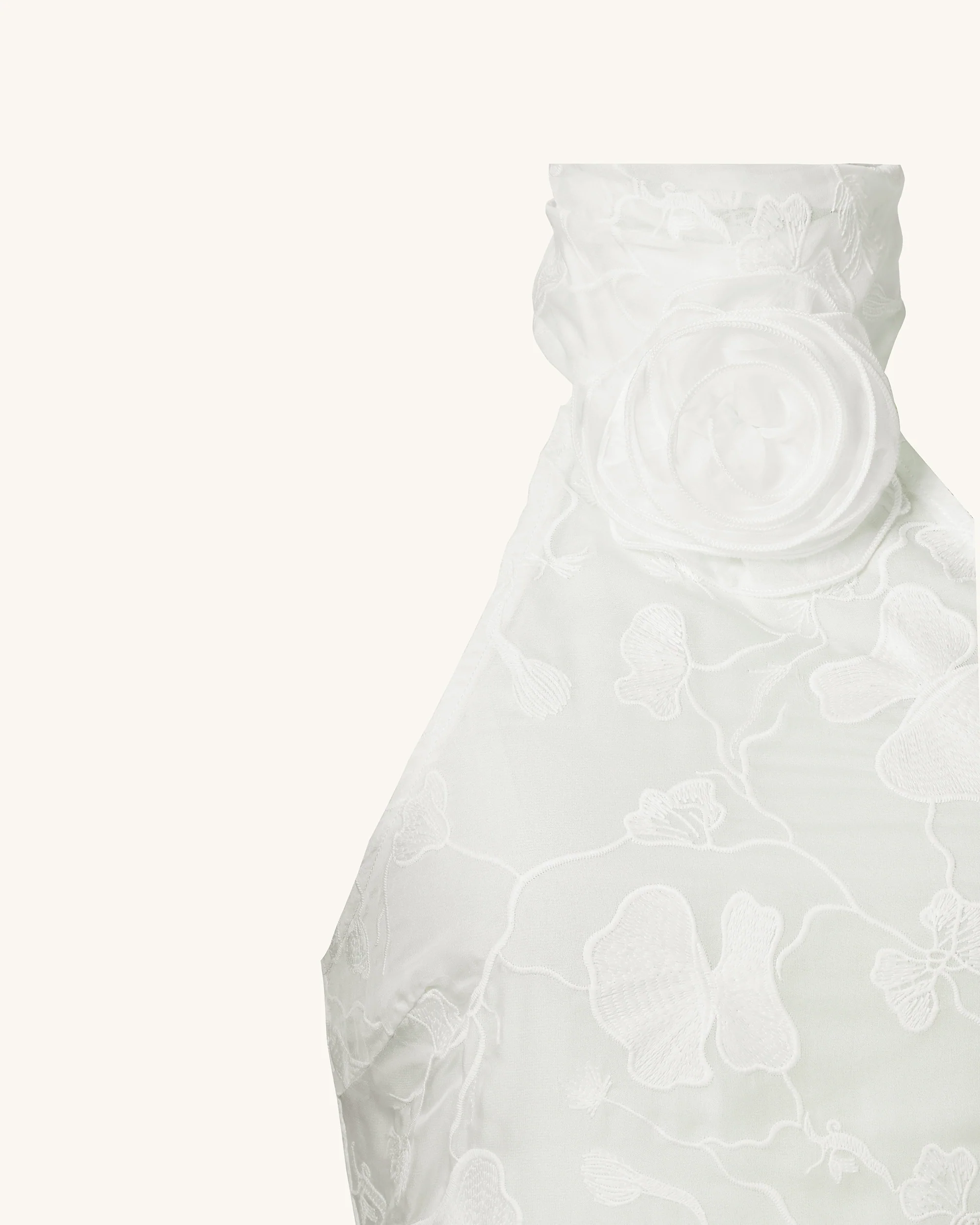 Uliana Weißes Maxikleid mit Blumen-Spitzen und Halterneck - Weiß - Image 7