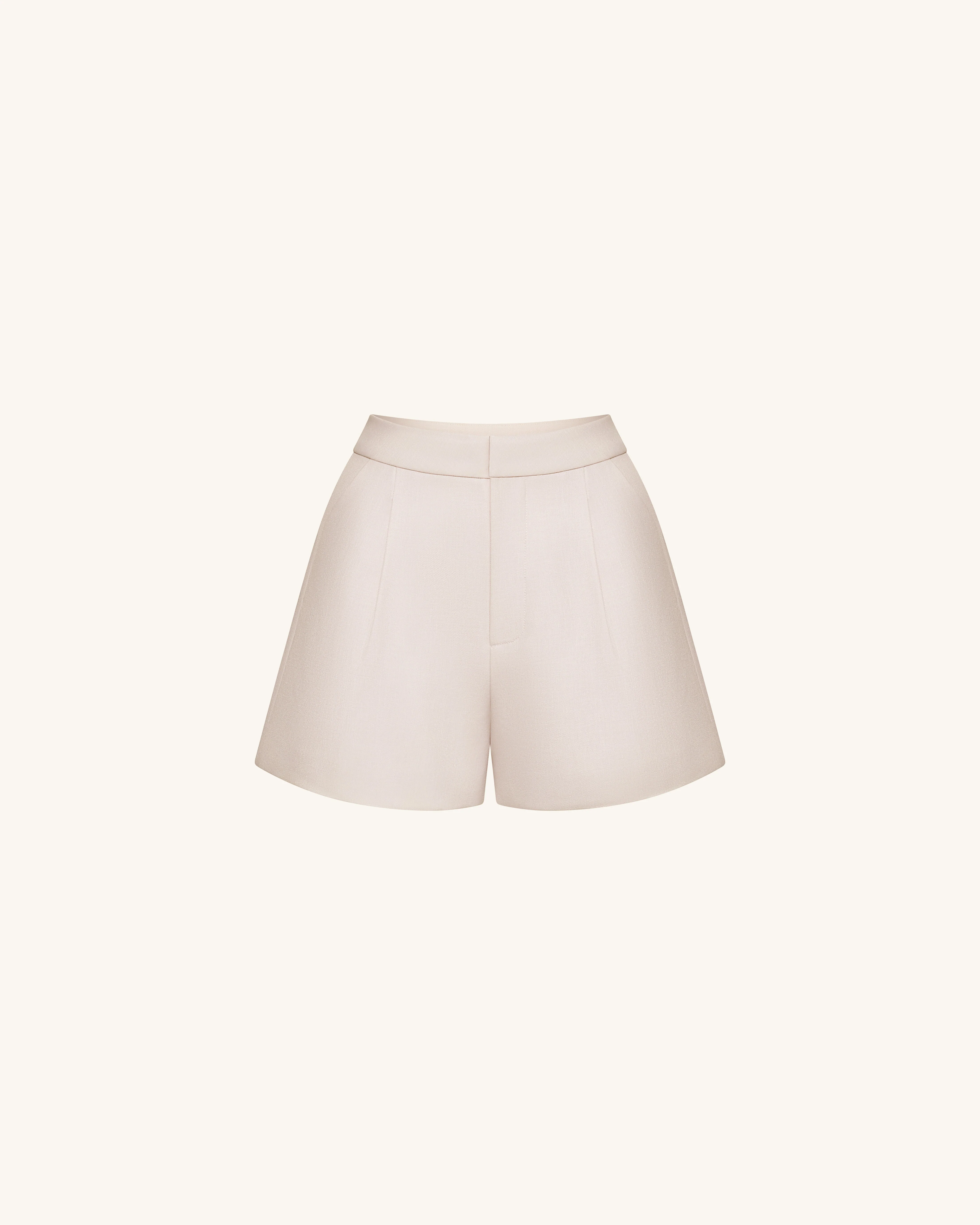 Gewebte Baumwoll-Anzugshorts - Beige - Image 3