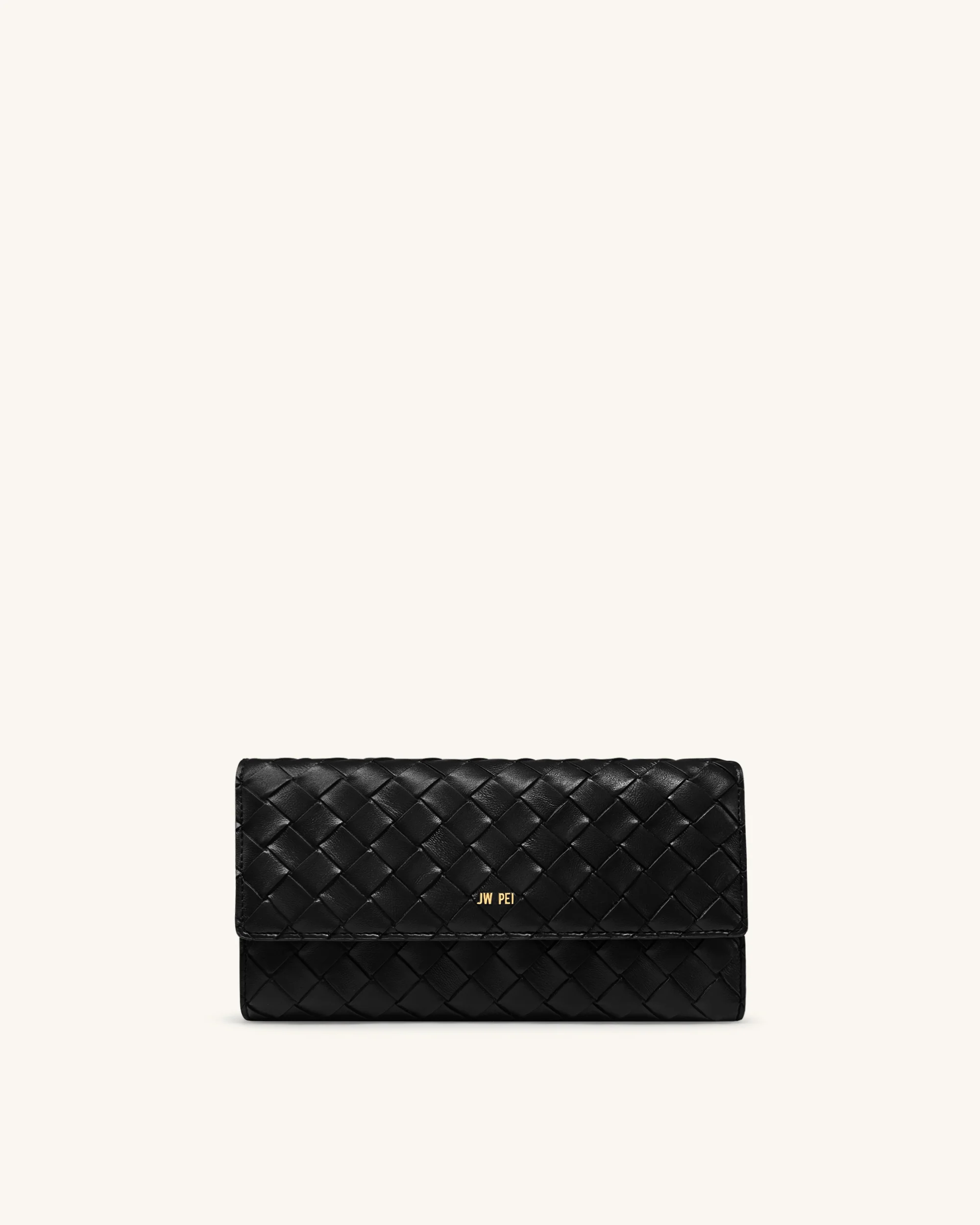 Überschlagbrieftasche mit gewebter Textur - Schwarz