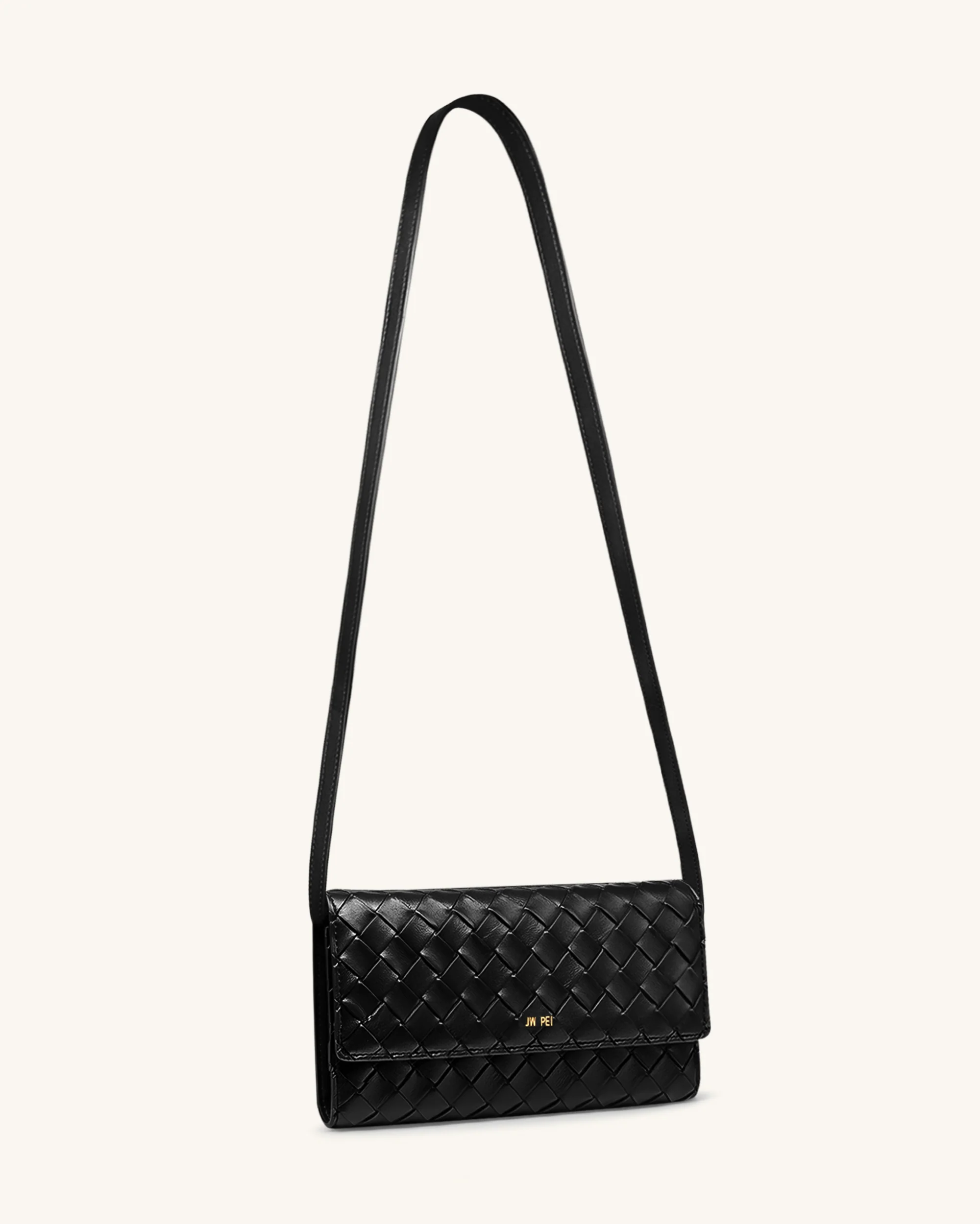 Überschlagbrieftasche mit gewebter Textur - Schwarz - Image 2
