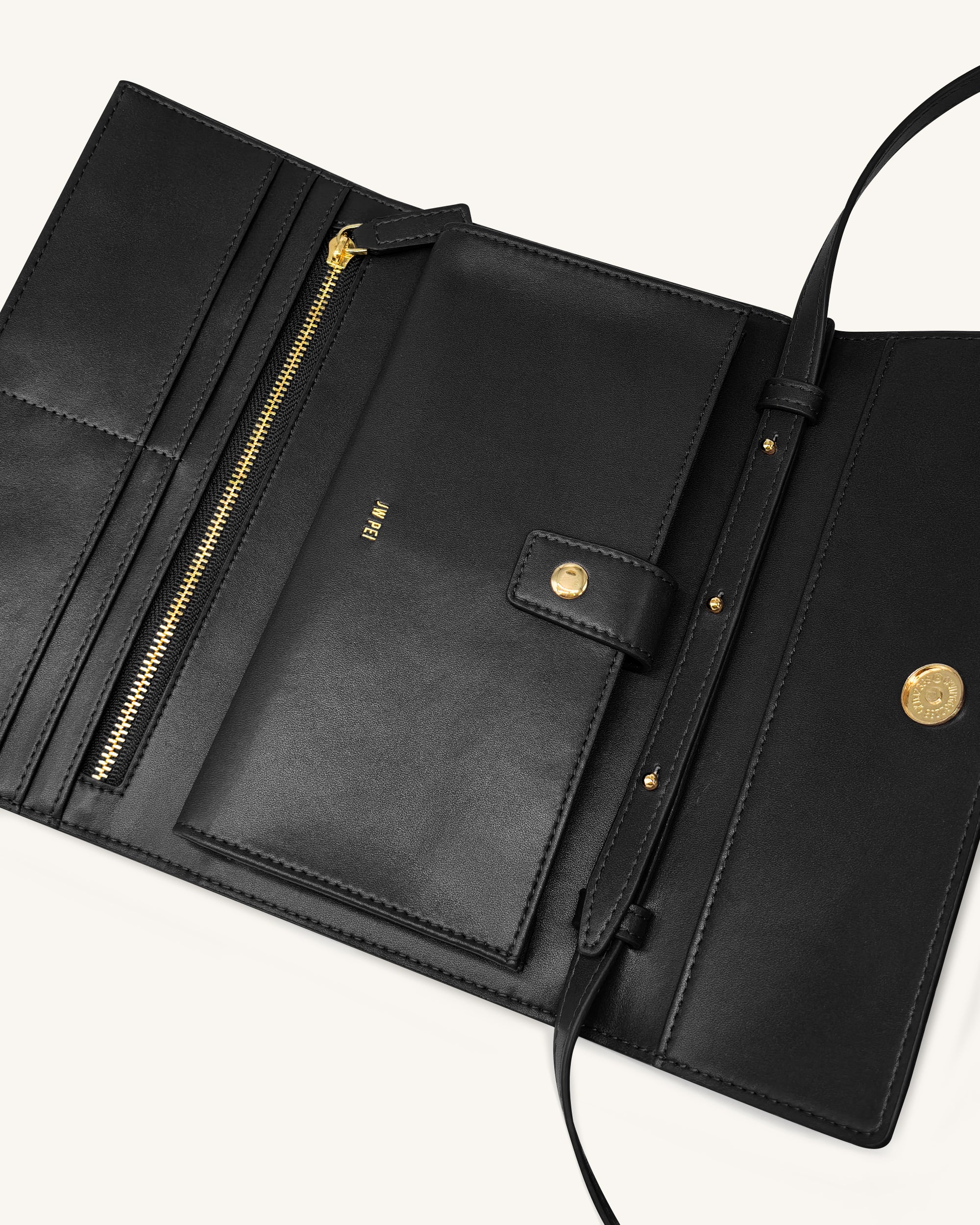 Überschlagbrieftasche mit gewebter Textur - Schwarz - Image 4