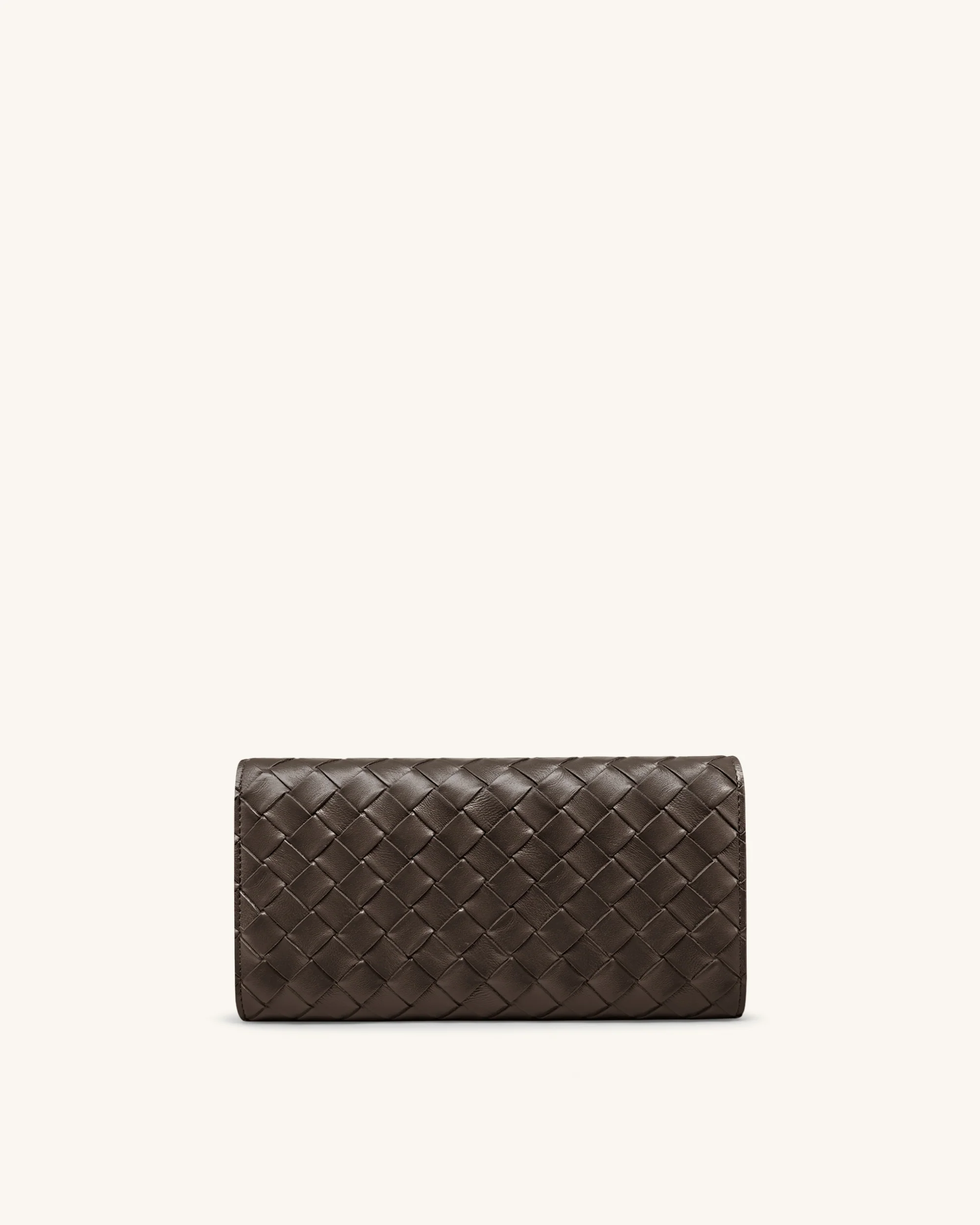 Überschlagbrieftasche mit gewebter Textur - Schokoladenbraun - Image 3