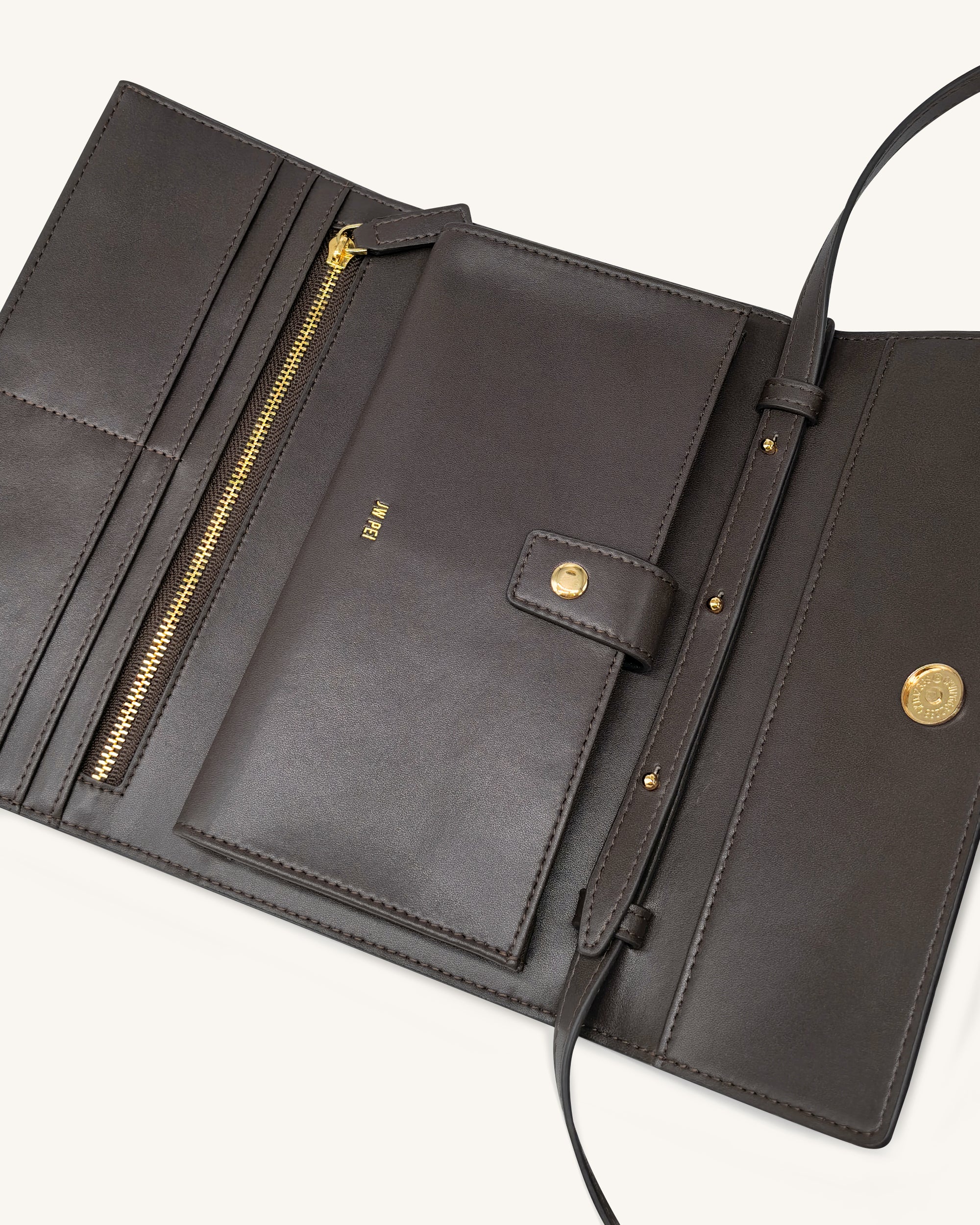 Überschlagbrieftasche mit gewebter Textur - Schokoladenbraun - Image 4