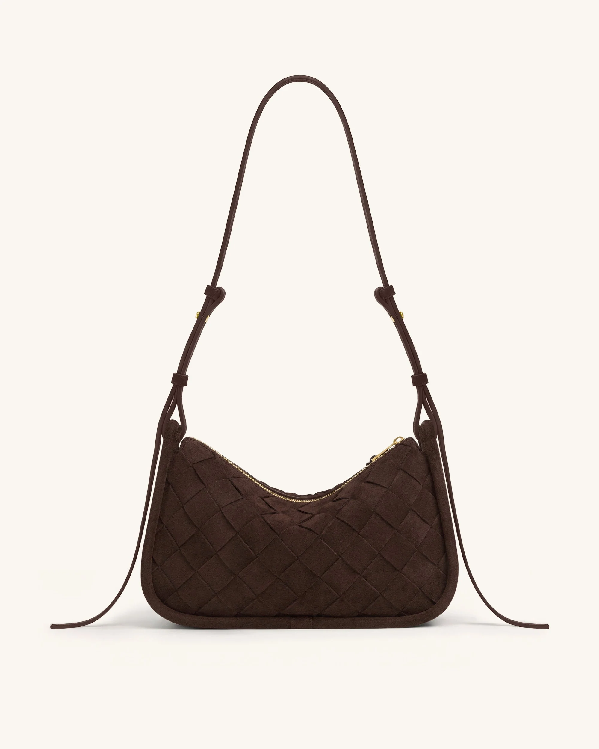 Zirelle Geflochtene Hobo-Tasche aus Wildlederimitat - Braun - Image 3