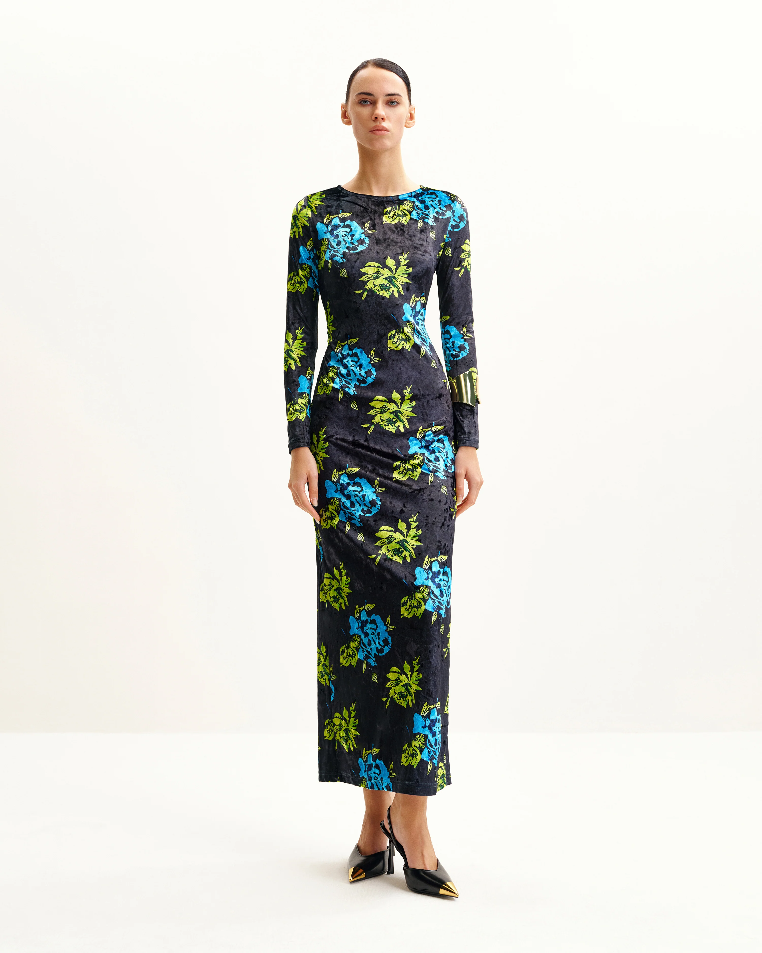 Zoe Lebendige Blumen Langarmkleid - Mehrfarbig