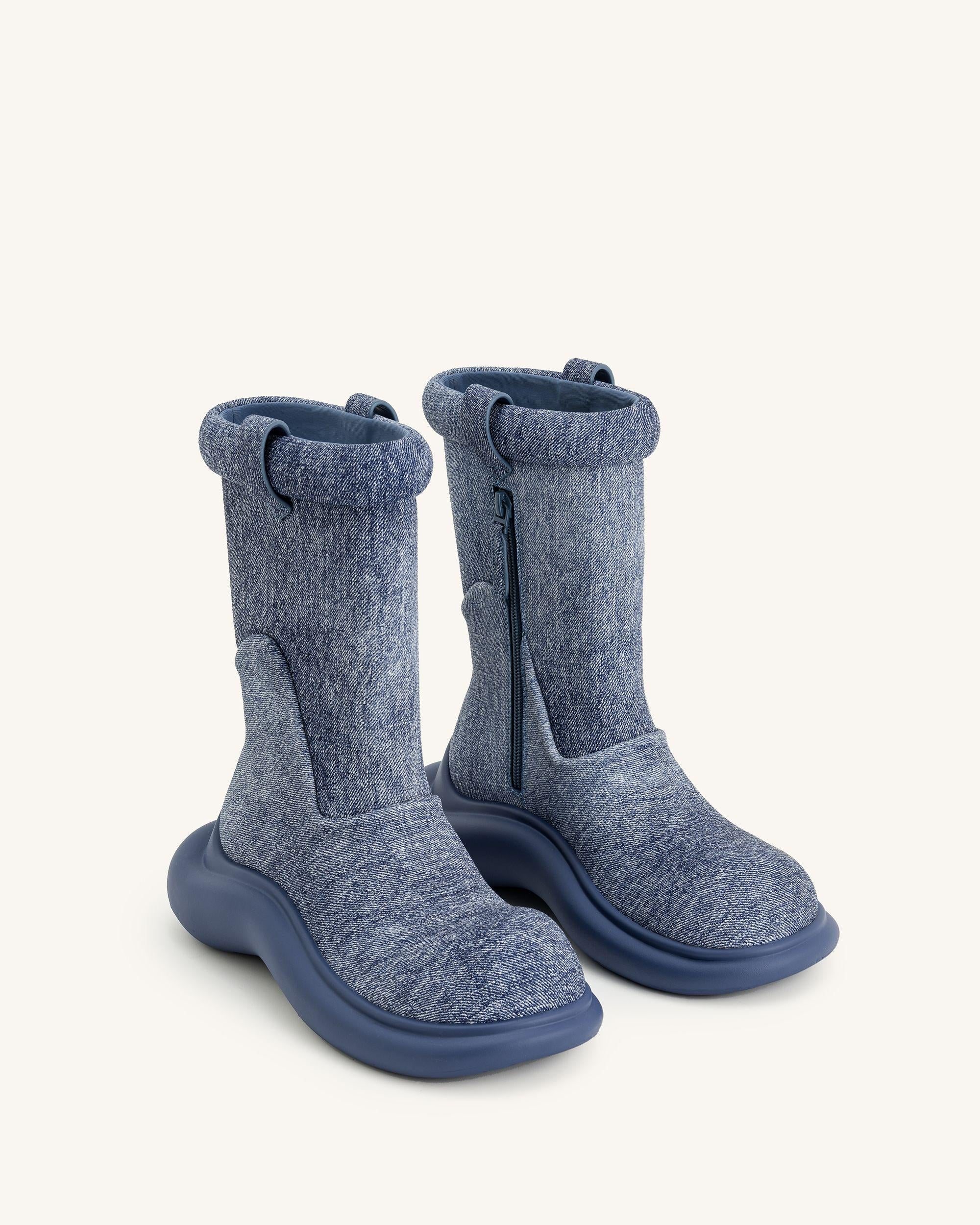 Zoie Denim geprägter Regenstiefel - Blau - Image 3